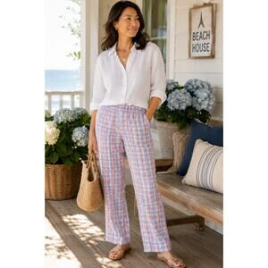 VTG David Smith Pastel Plaid Seersucker Pants Coastal Grandma Cottagecore Size 8
